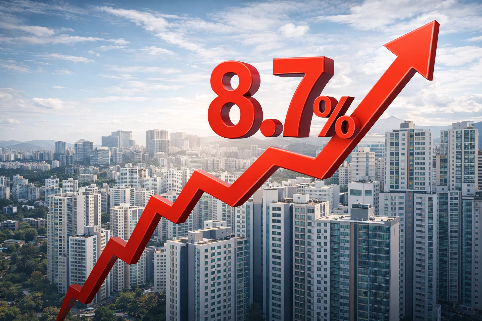 서울 아파트값 8.7% 상승과 입주 물량 감소에 따른 추가 상승 우려